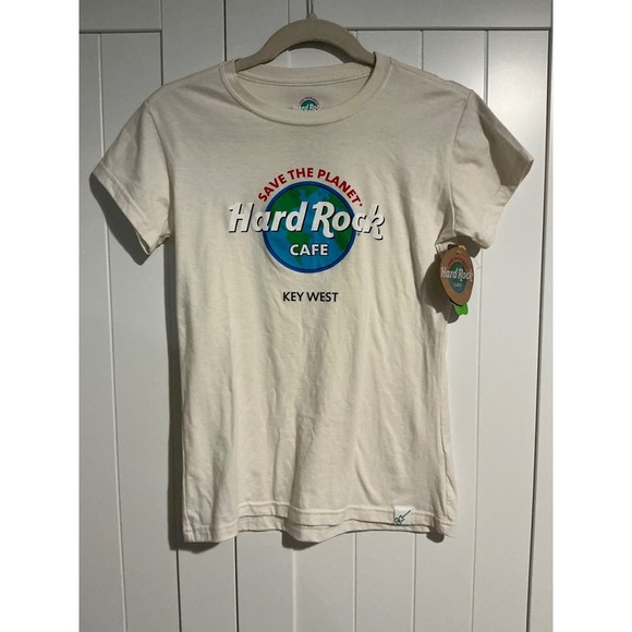 Hard Rock Cafe Save The Planet Shirt Women's M White Graphic Key West New - Picture 1 of 5